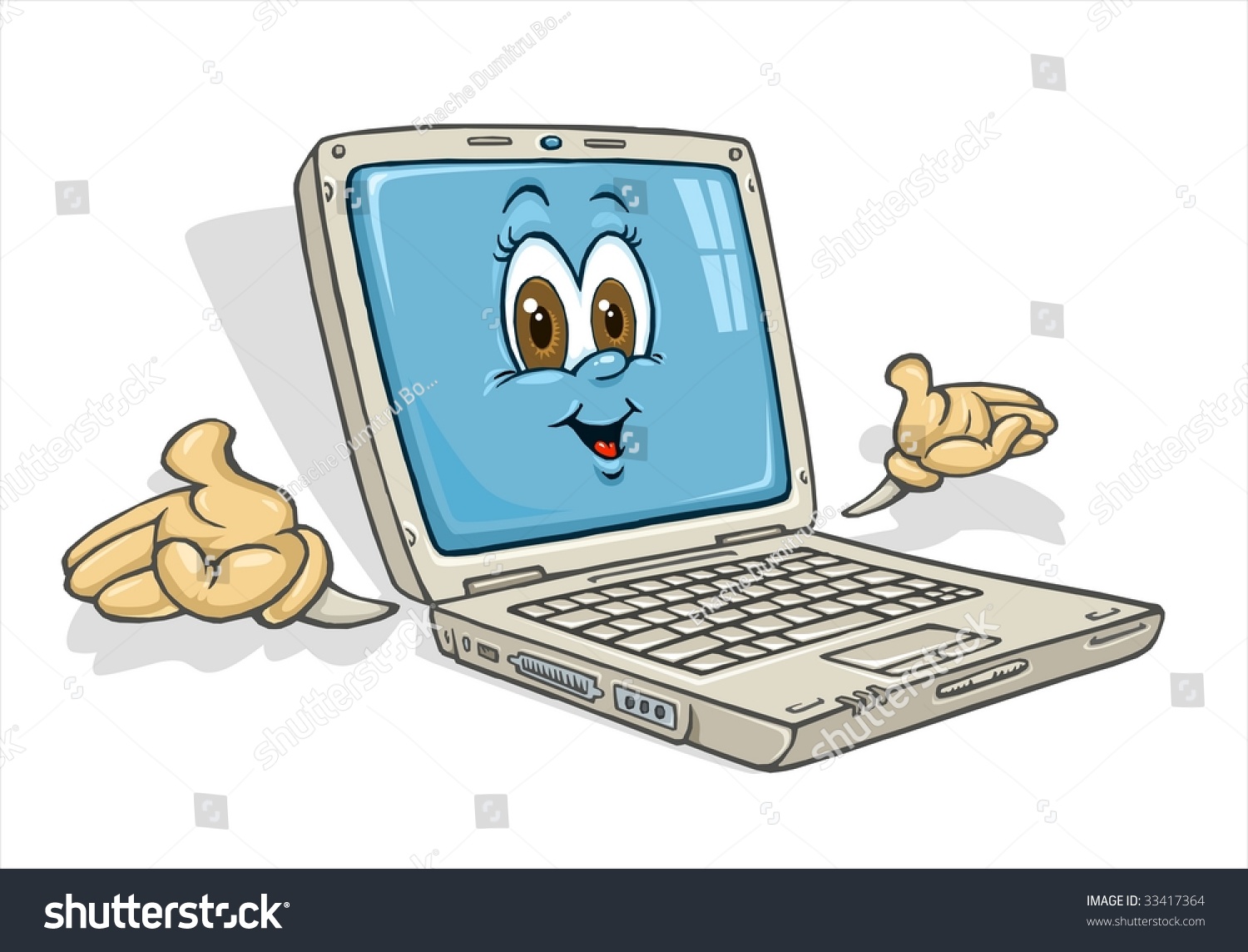 Laptop Computer Cartoon Mascot Stock Vector 33417364 - Shutterstock