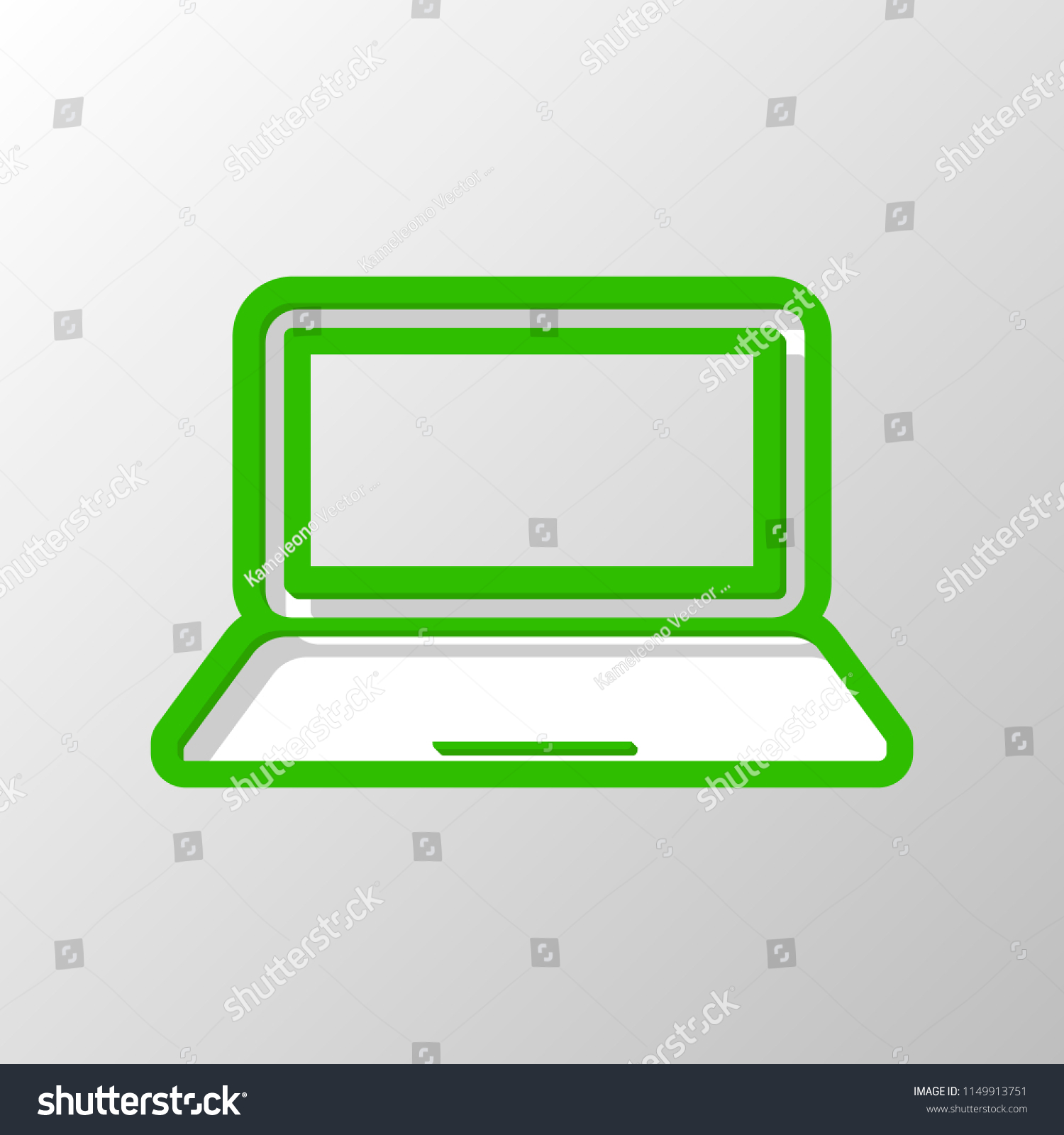 Laptop Notebook Computer Icon Paper Style Stock Vector Royalty Free