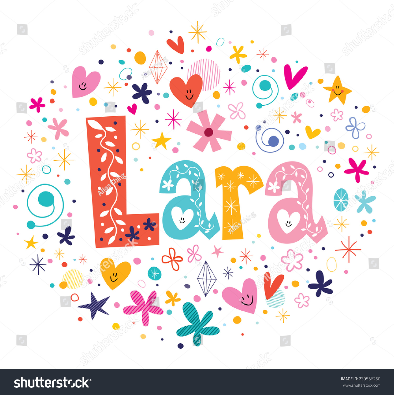 Lara Female Name Design Decorative Lettering Type Stock Vector ...
