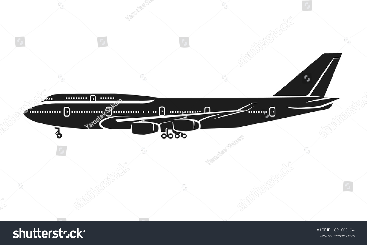 SVG of Large airliner vector illustration. Wide-body passenger aircraft. Legndary double-deck long-haul plane isolated vector. svg