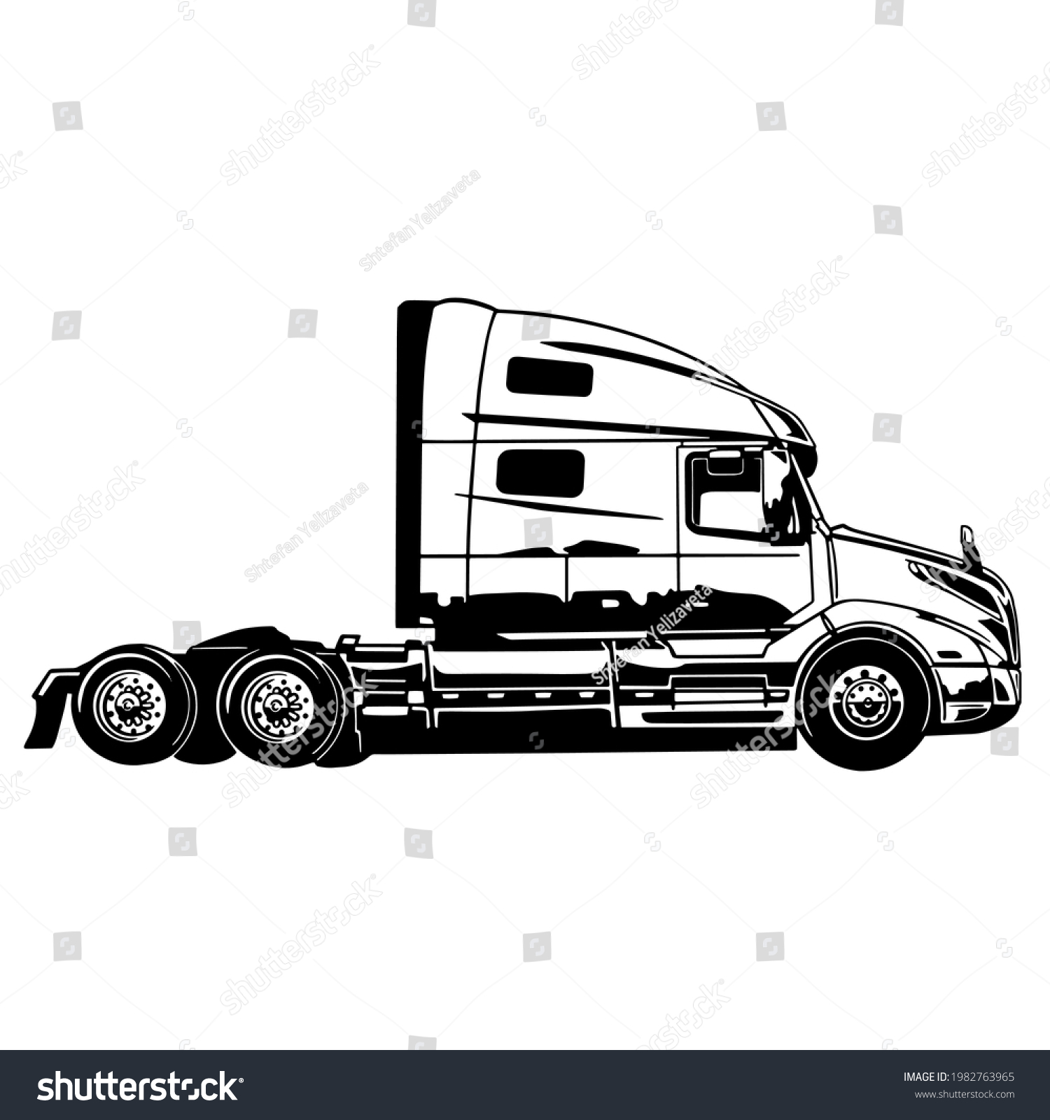 SVG of Large American truck. Semi Truck. File for cutting and printing svg