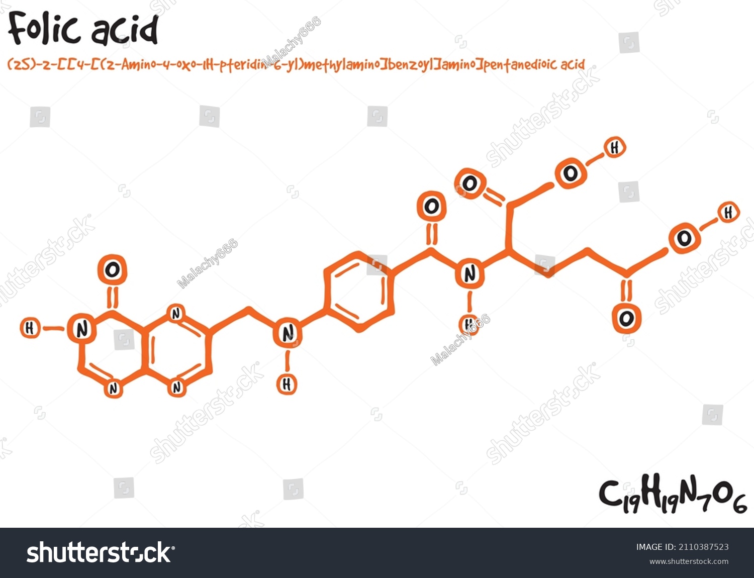 Large Detailed Isolated Drawn Molecule Formular Stock Vector Royalty Free