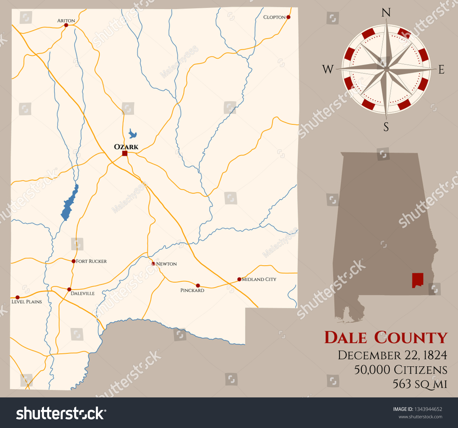 SVG of Large and detailed map of Dale county in Alabama, USA svg