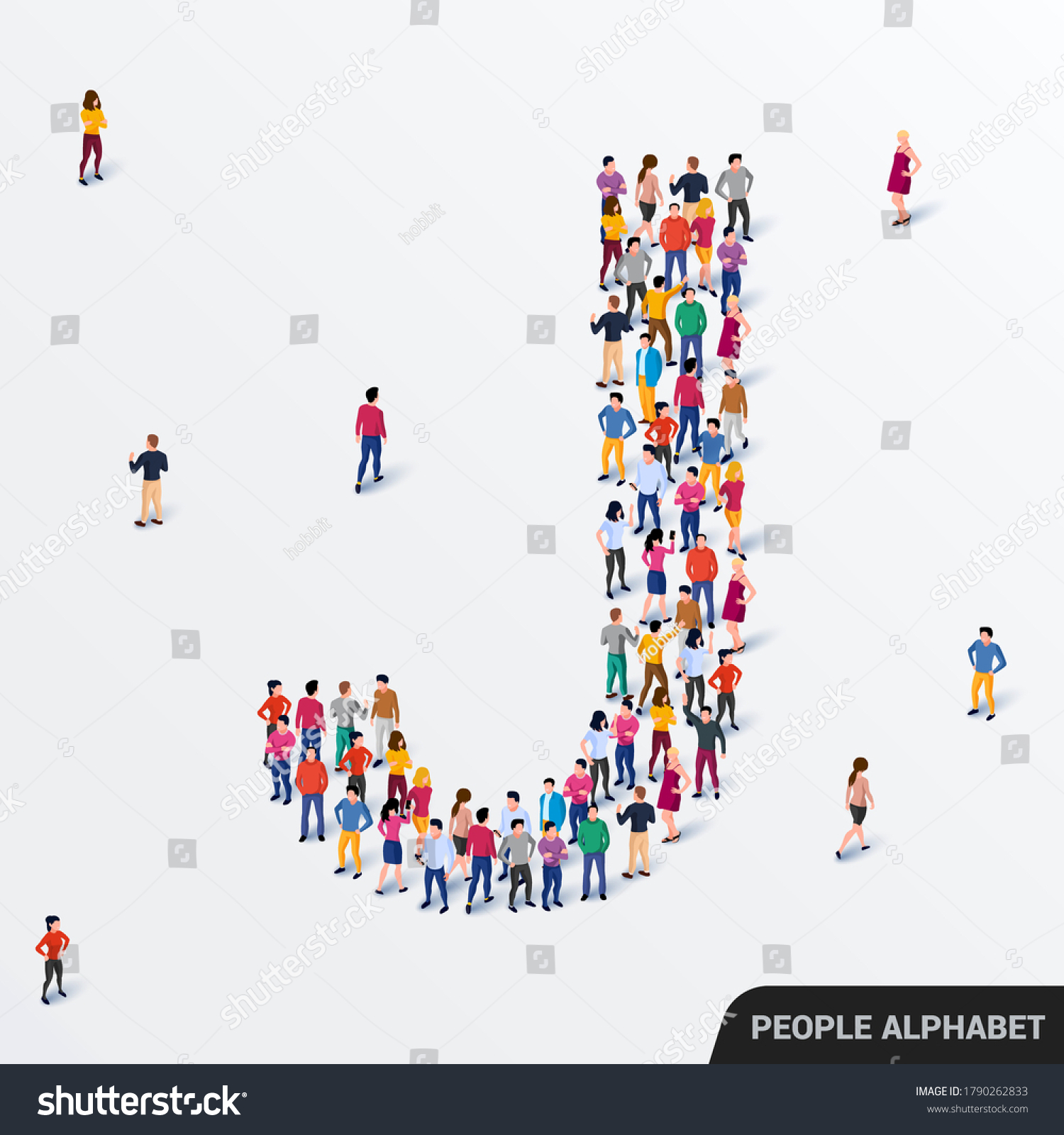 Large Group People Letter J Form Stock Vector (Royalty Free) 1790262833 ...