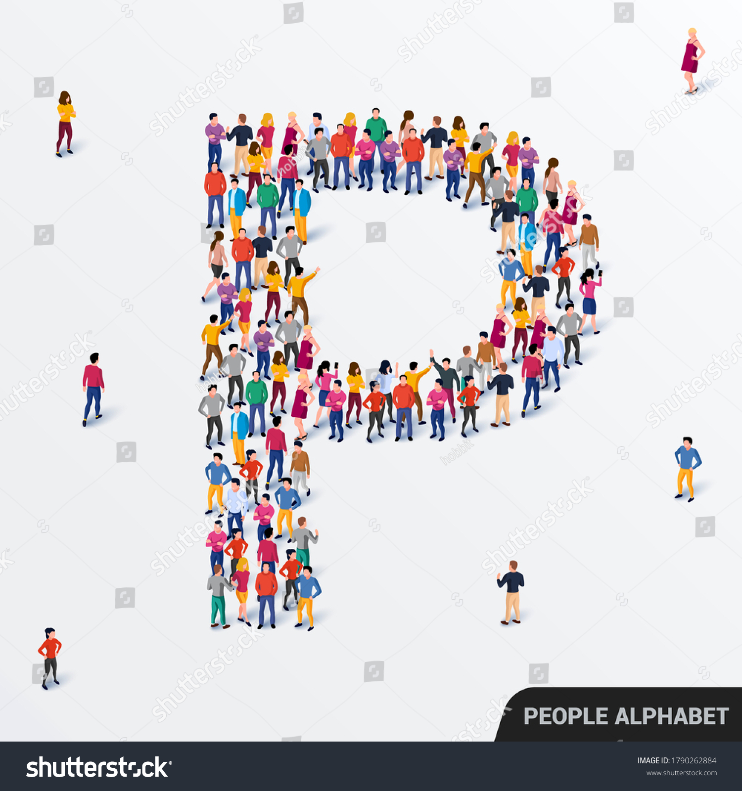 Large Group People Letter P Form Stock Vector (Royalty Free) 1790262884