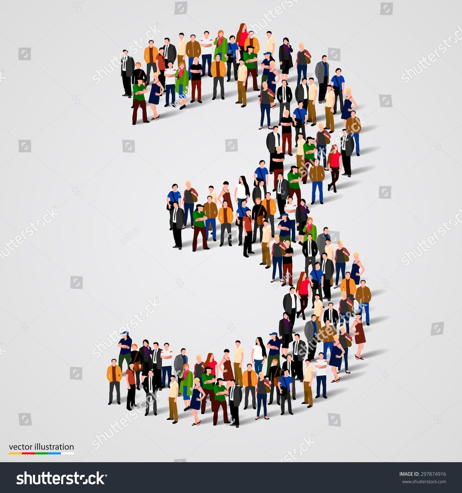 Large Group People Number 3 Three Stock Vector (Royalty Free) 297874916