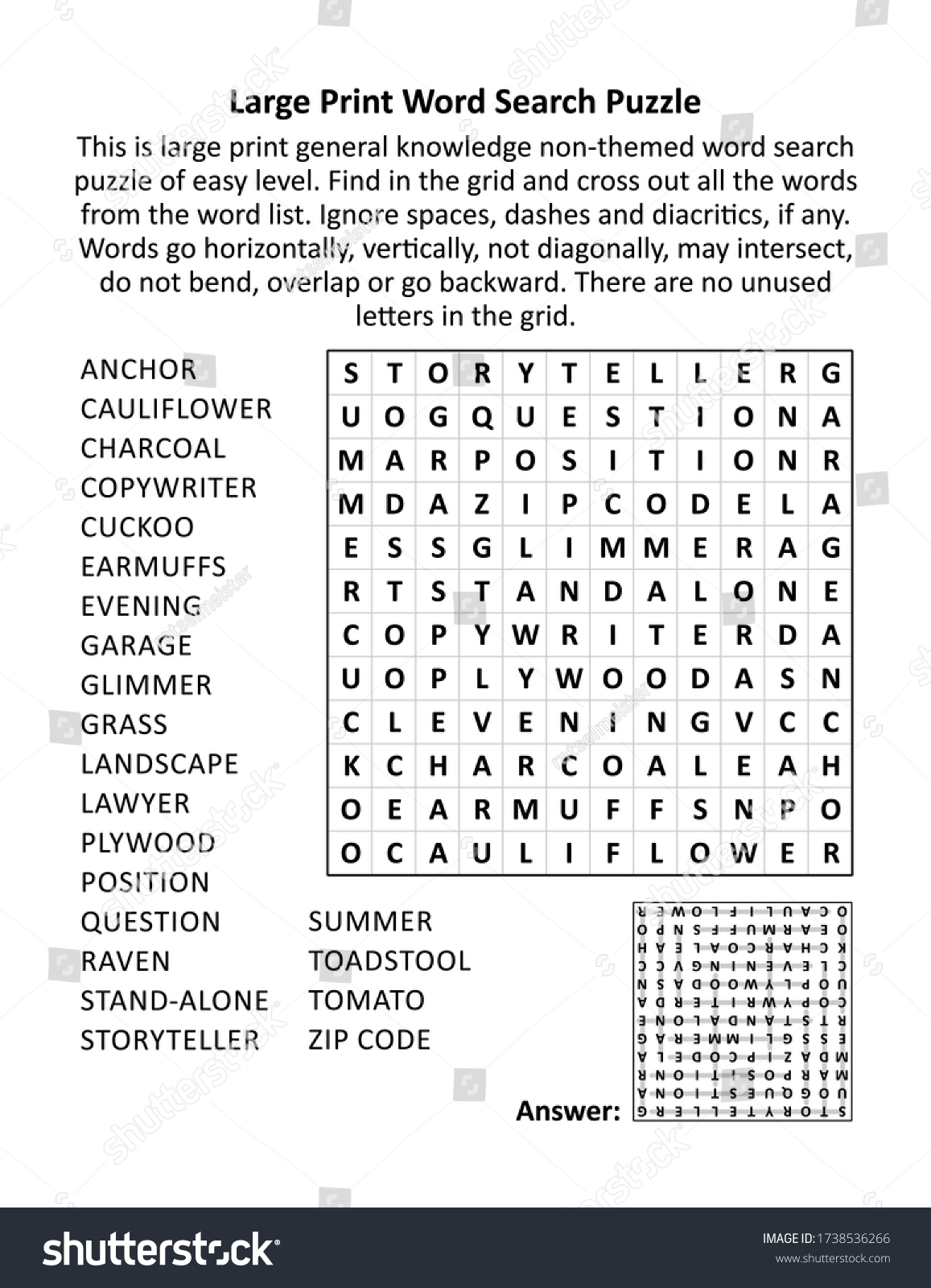 Large Print General Knowledge Word Search Stock Vector Royalty Free 1738536266
