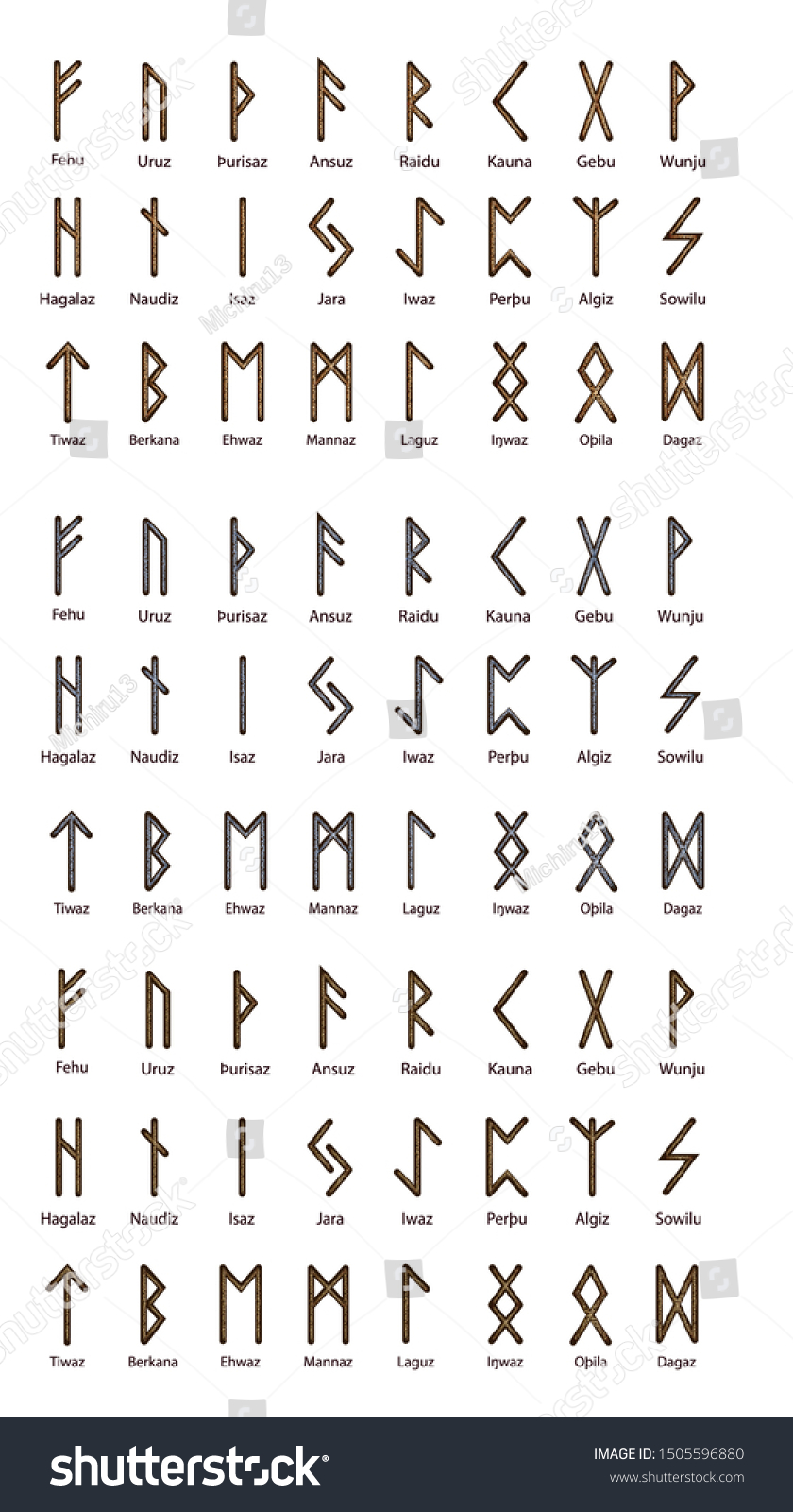 Large Set Scandinavian Runes Elegant Gold Stock Vector (Royalty Free ...