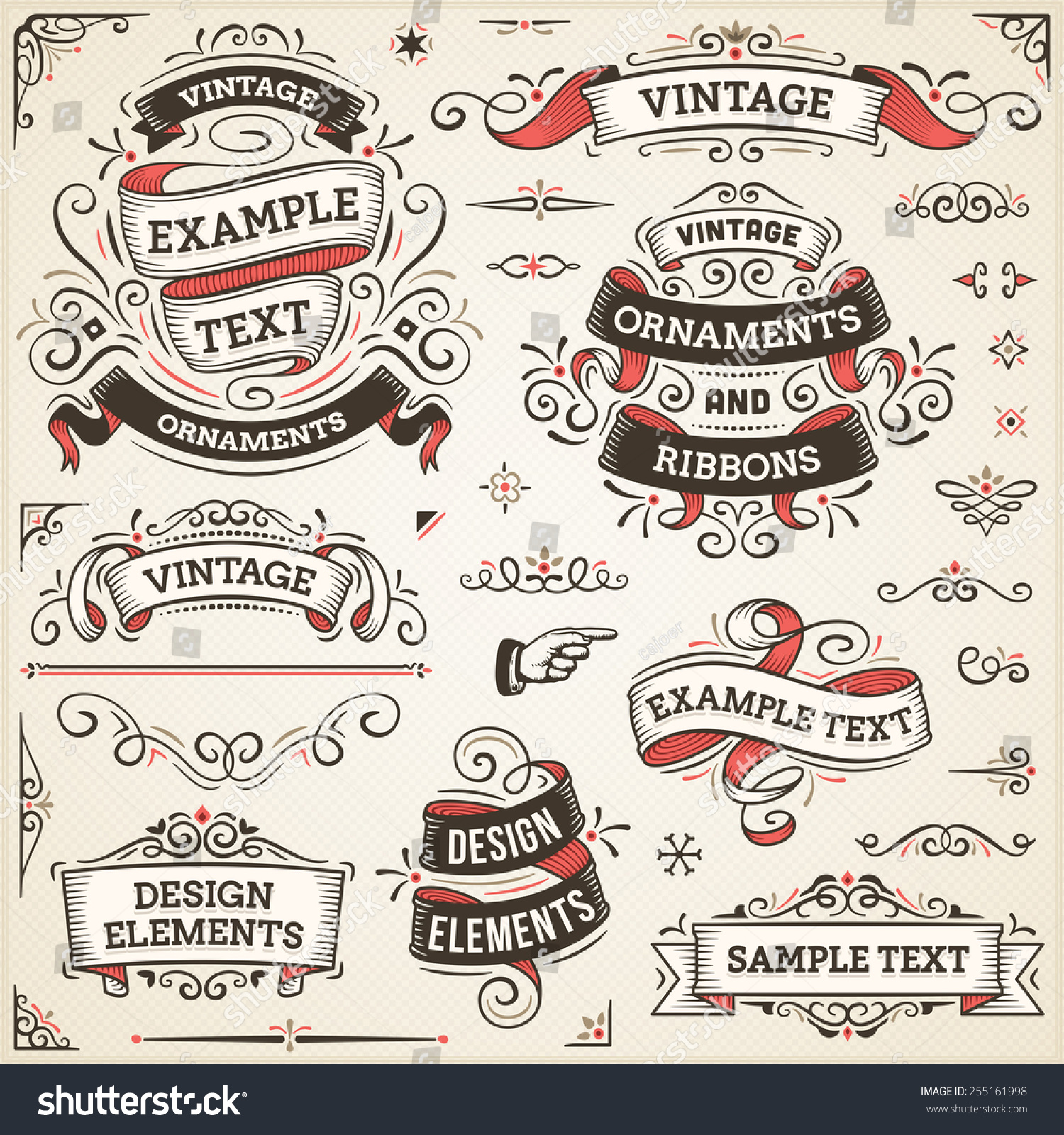 Large Set Vintage Vector Ornaments Ribbons Stock Vector (Royalty Free ...