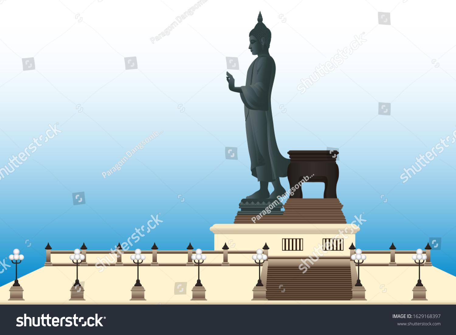 Large Standing Buddha Statues Graphic Vector Stock Vector (Royalty Free ...