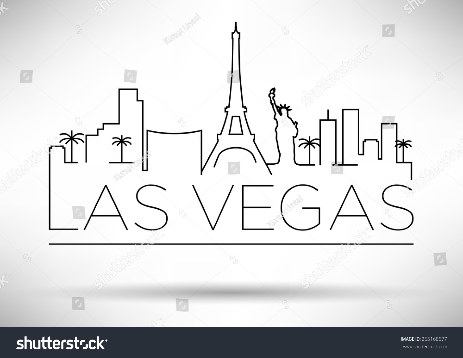 Las Vegas City Line Silhouette Typographic Stock Vector ...