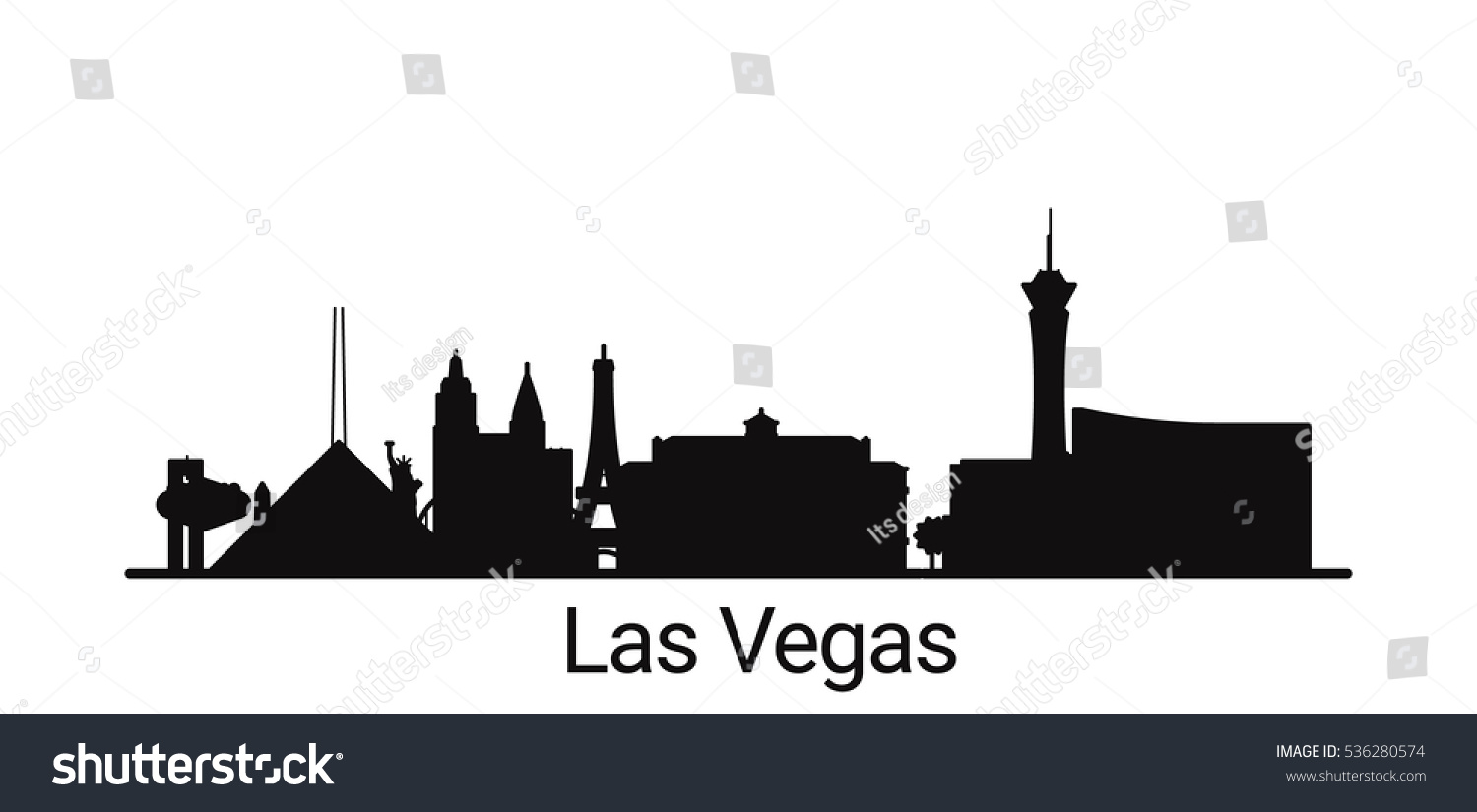 Las Vegas City Outline Skyline All Stock Vector 536280574 - Shutterstock