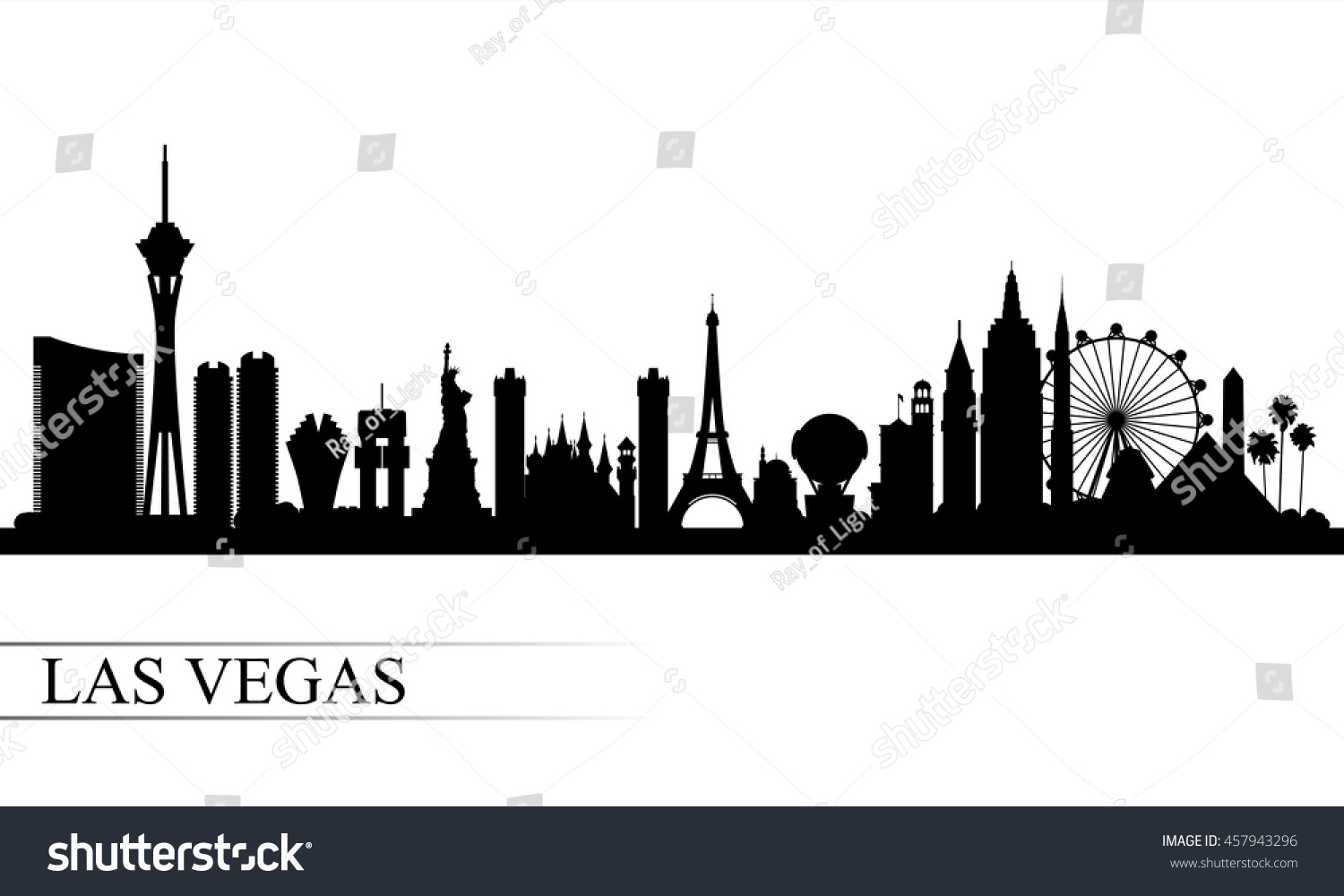 Las Vegas City Skyline Silhouette Background Stock Vector 457943296 ...