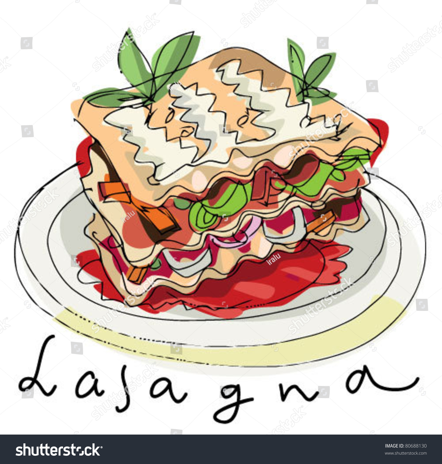 Lasagna Stock Vector 80688130 - Shutterstock