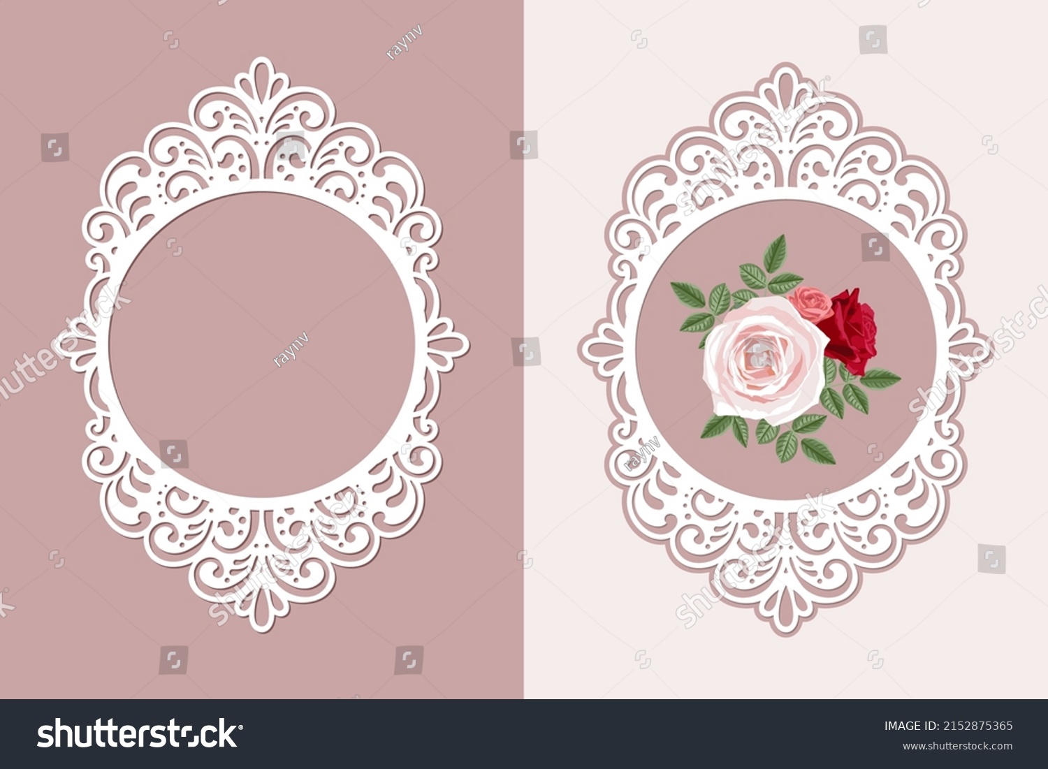 Plantilla de marco ovalado de encaje vector de stock libre de regalías Shutterstock