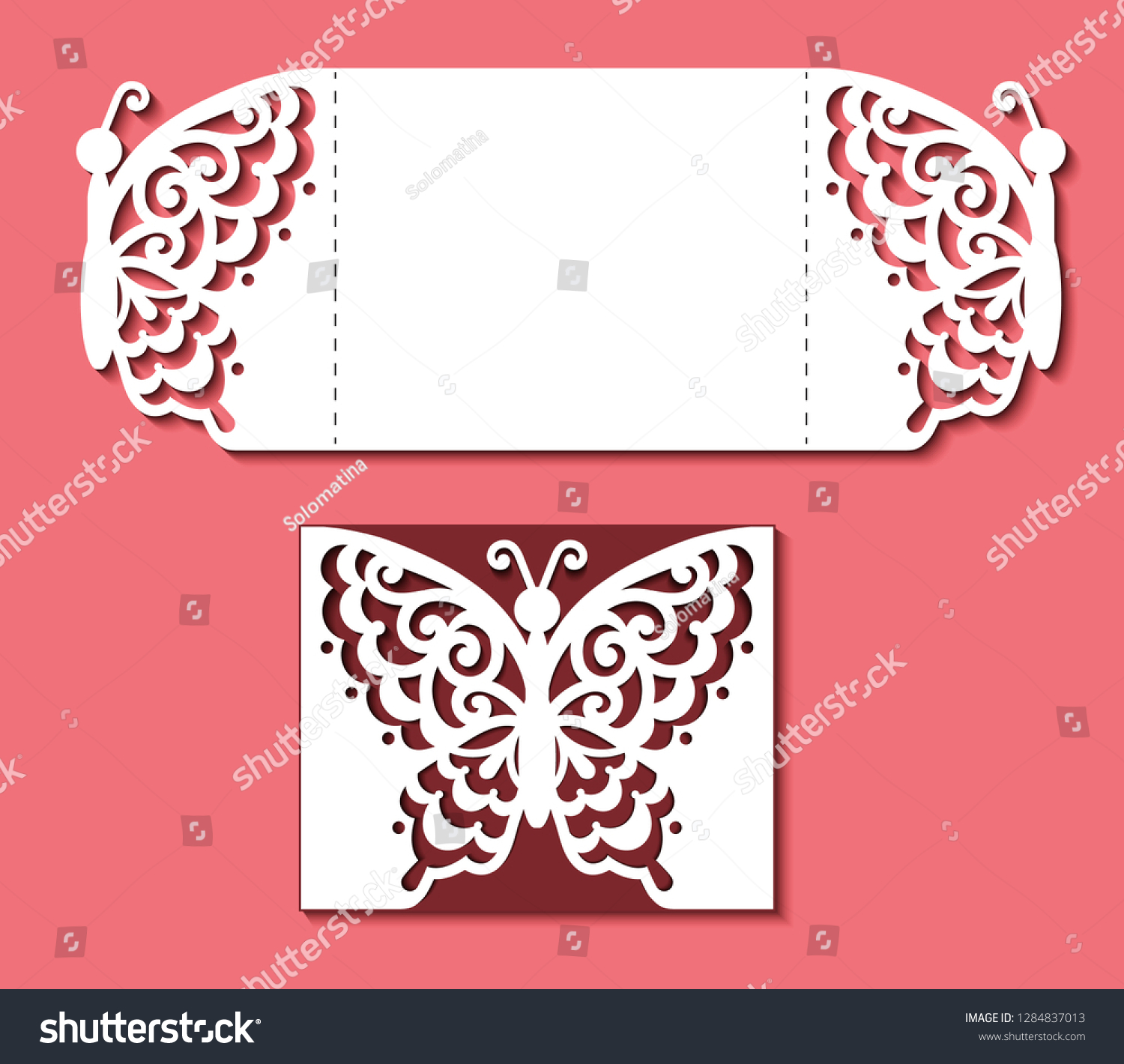 Download Laser Cut Template Card Butterfly Wedding Stock Vector Royalty Free 1284837013