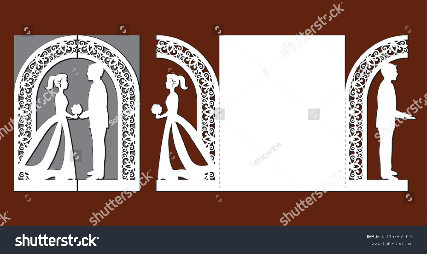 laser-cut-template-wedding-invitation-card-stock-vektorgrafik