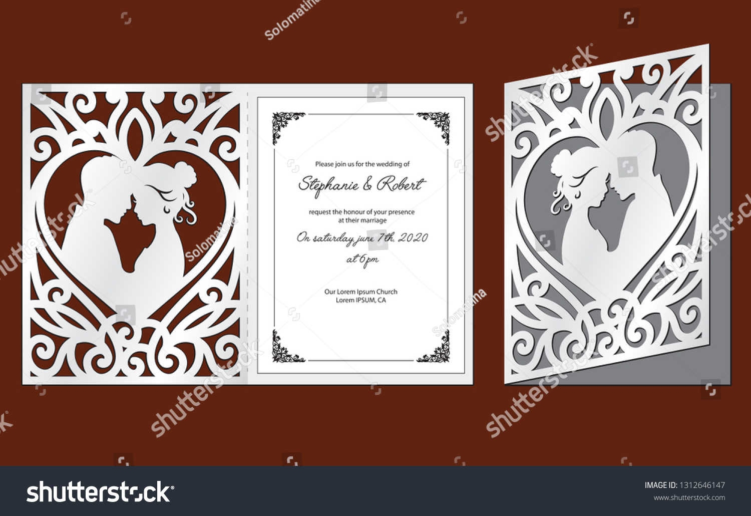100x Wedding Decoration Laser Cut  Bride Groom Pattern Invitations Greeting Card 