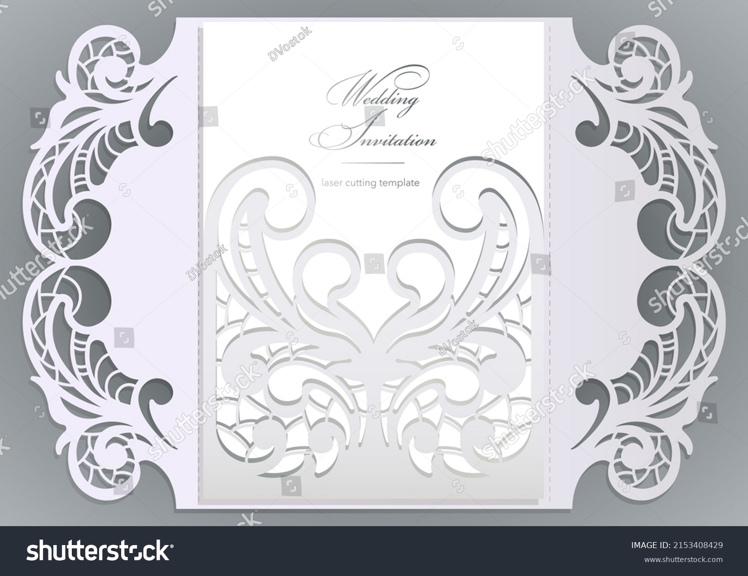 Laser Cut Wedding Invitation Card Template Stock Vector (Royalty Free