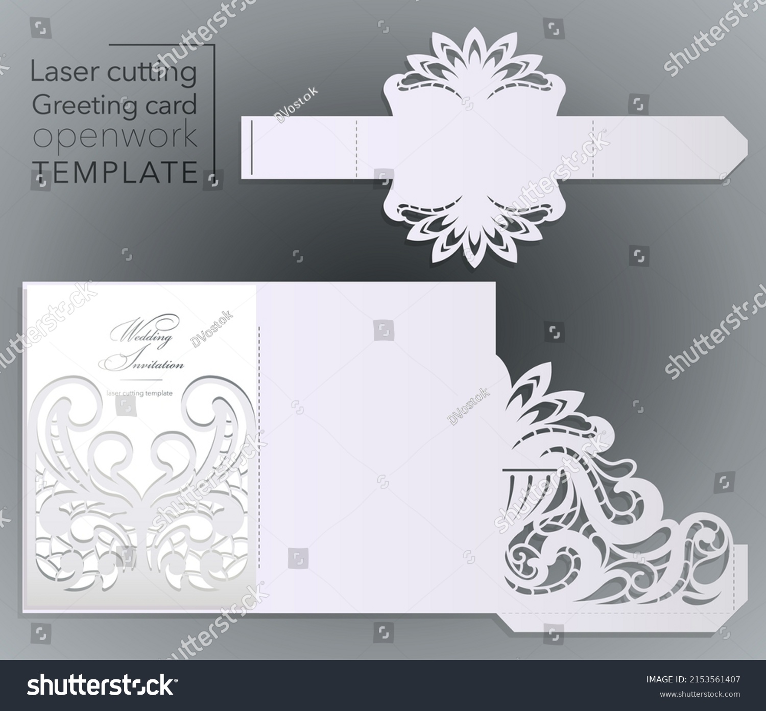 Laser Cut Wedding Invitation Card Template Stock Vector Royalty Free 2153561407 Shutterstock