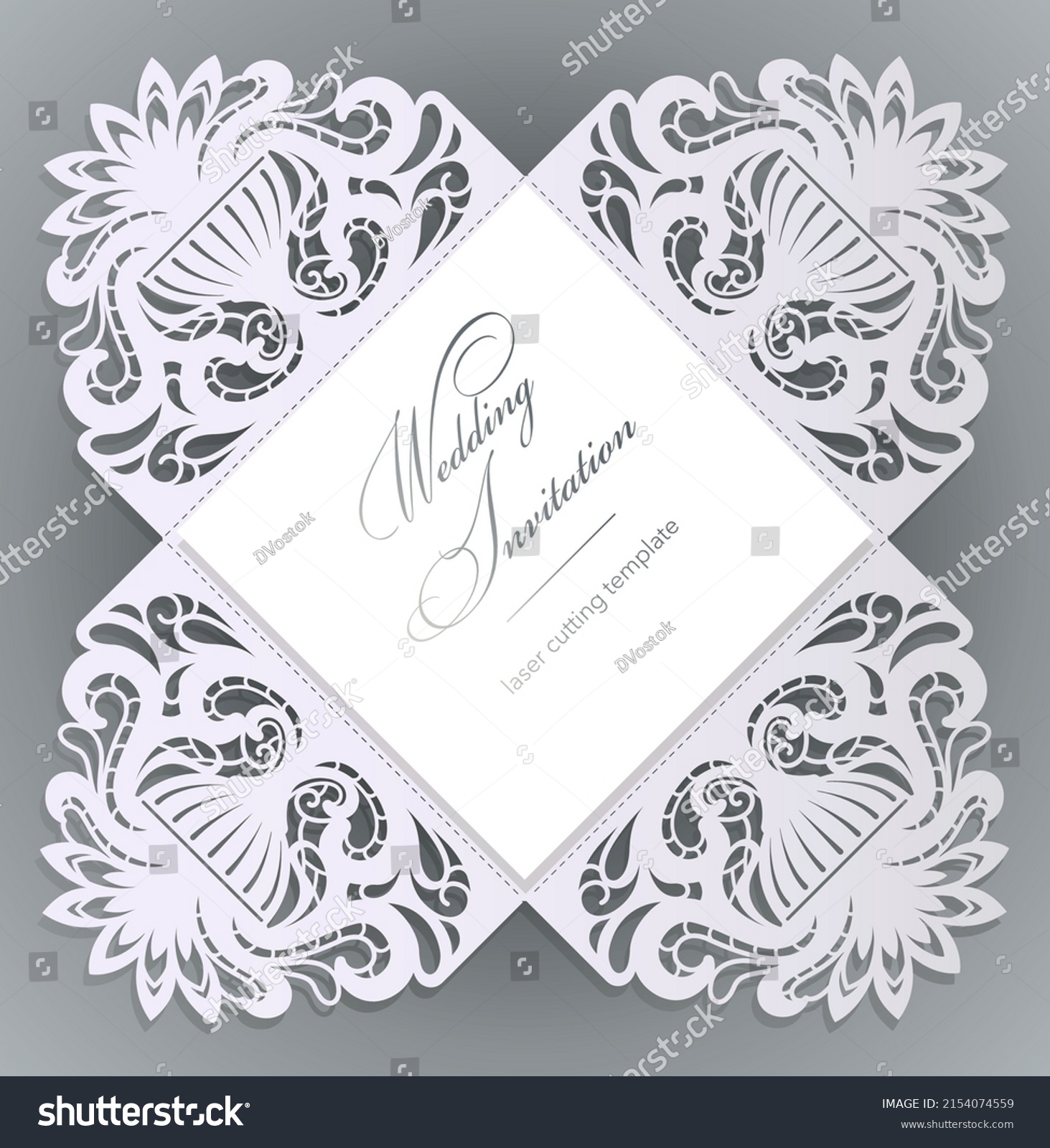 Laser Cut Wedding Invitation Card Template Stock Vector (Royalty Free
