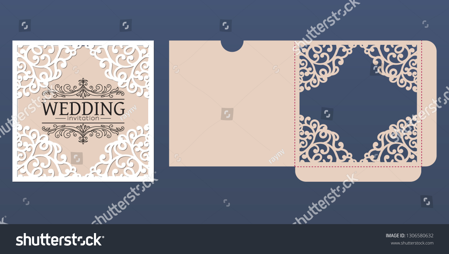 Laser Cut Wedding Invitation Card Template Stock Vector (Royalty Free