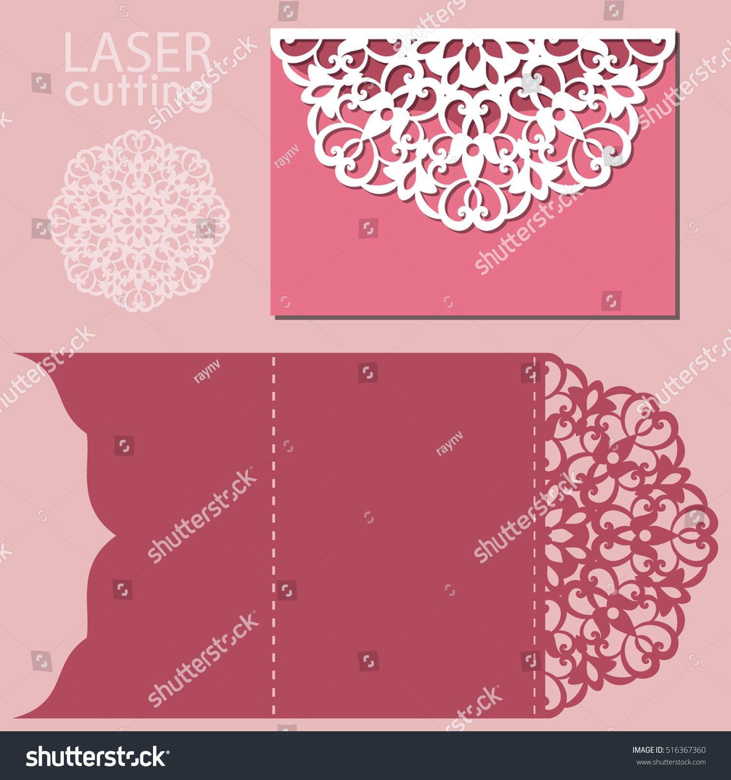 Laser Cut Wedding Invitation Card Template Stock Vector 516367360 Shutterstock Laser Cut Card Template