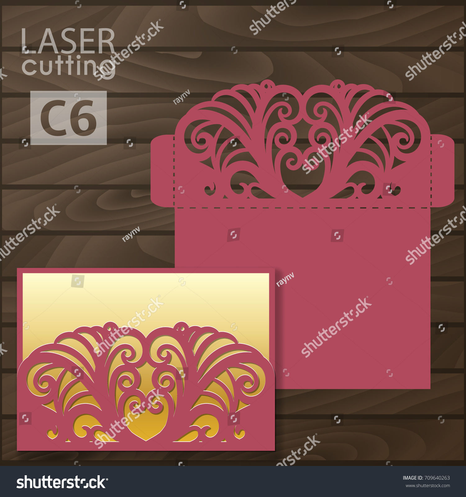 Laser Cut Wedding Invitation Card Template Vector De Stock Libre De Regalías 709640263