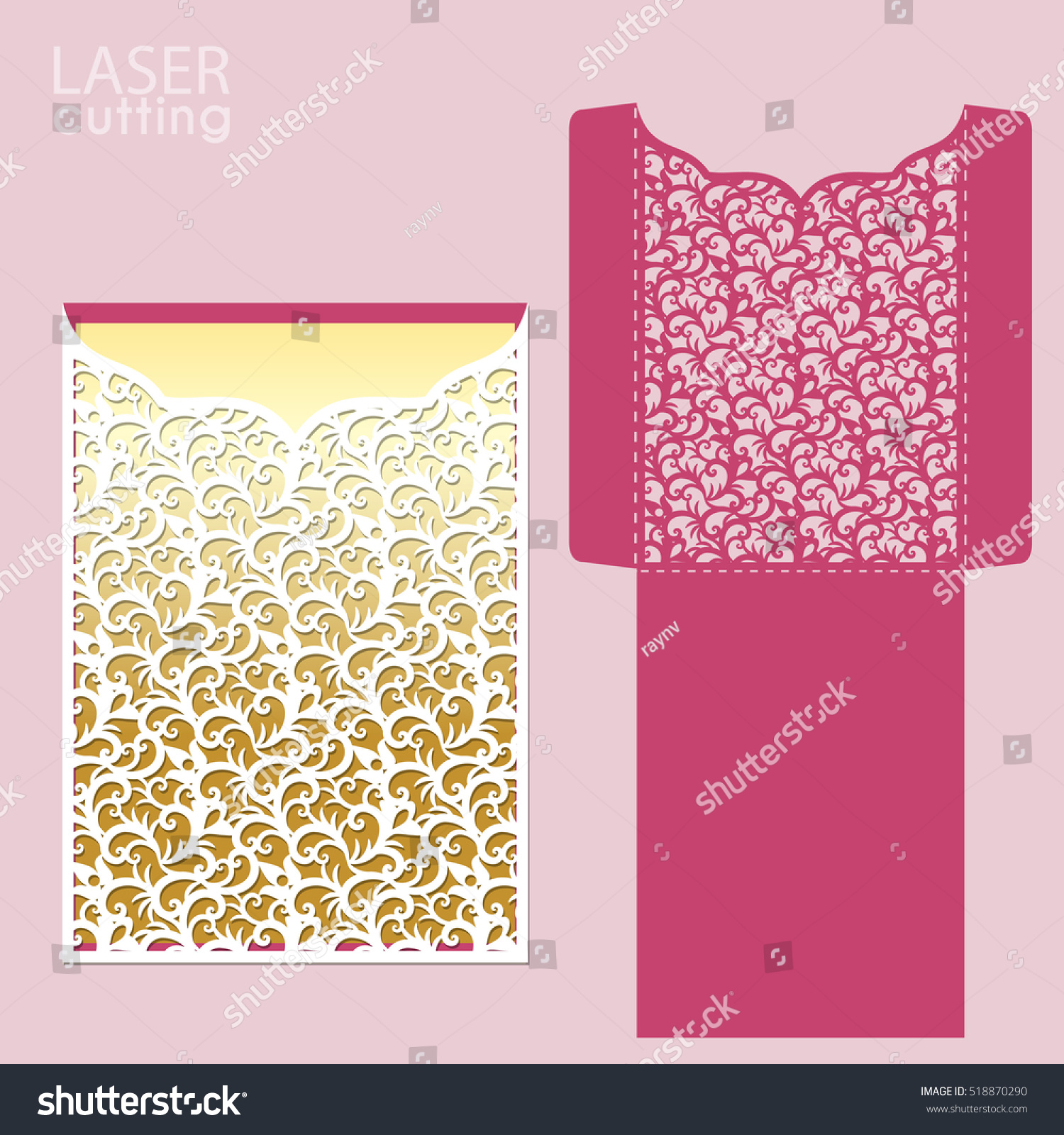 Laser Cut Wedding Invitation Card Template Stock Vector (Royalty Free