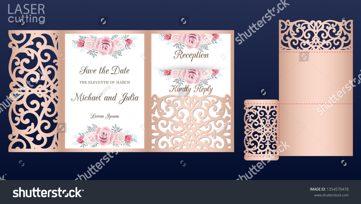 Laser Cut Wedding Invitation Card Vector Stock Vector (Royalty Free