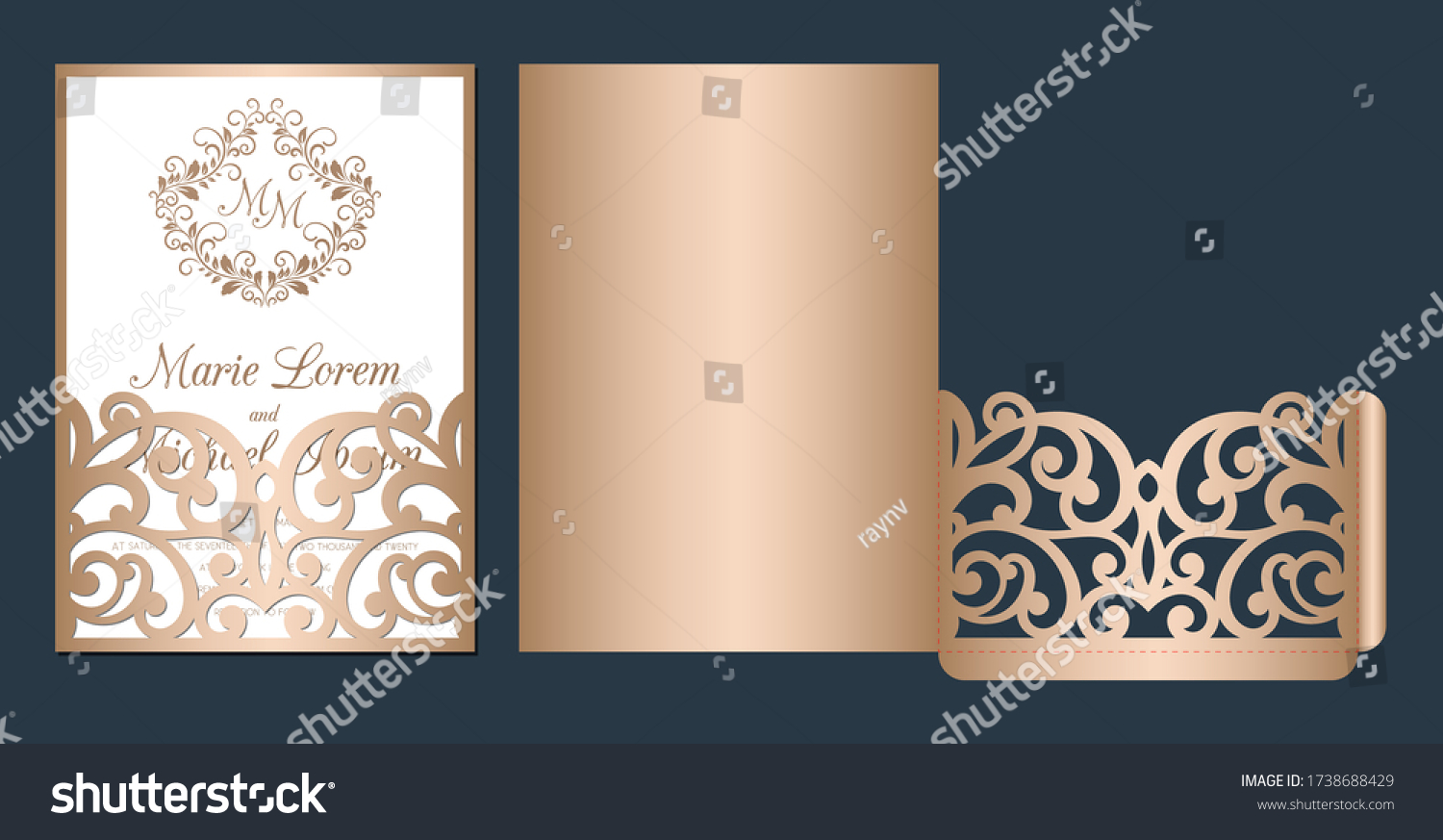 Laser Cut Wedding Invitation Template Vector Stock Vector (Royalty Free