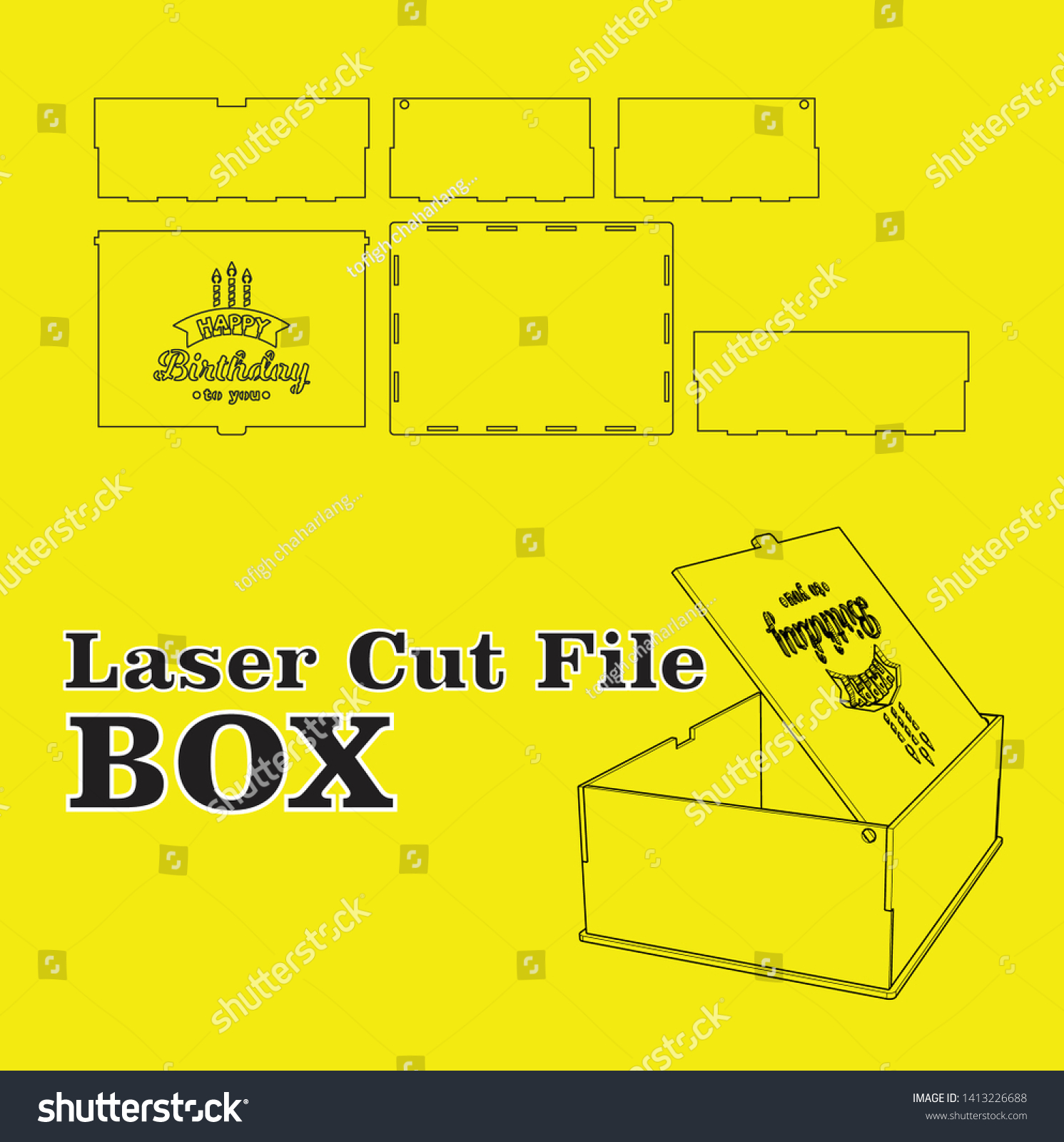 SVG of Laser cutting box. without using glue. for wood 3 mm. svg