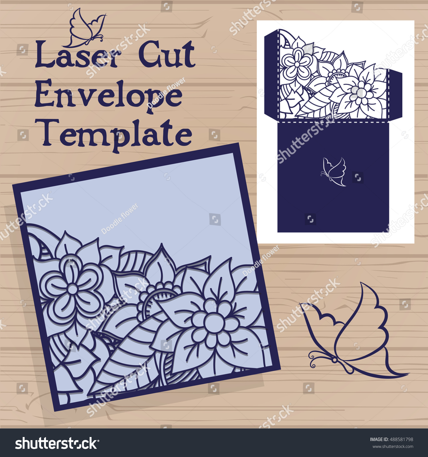 Lasercut Vector Wedding Invitation Template Wedding Stock Vector