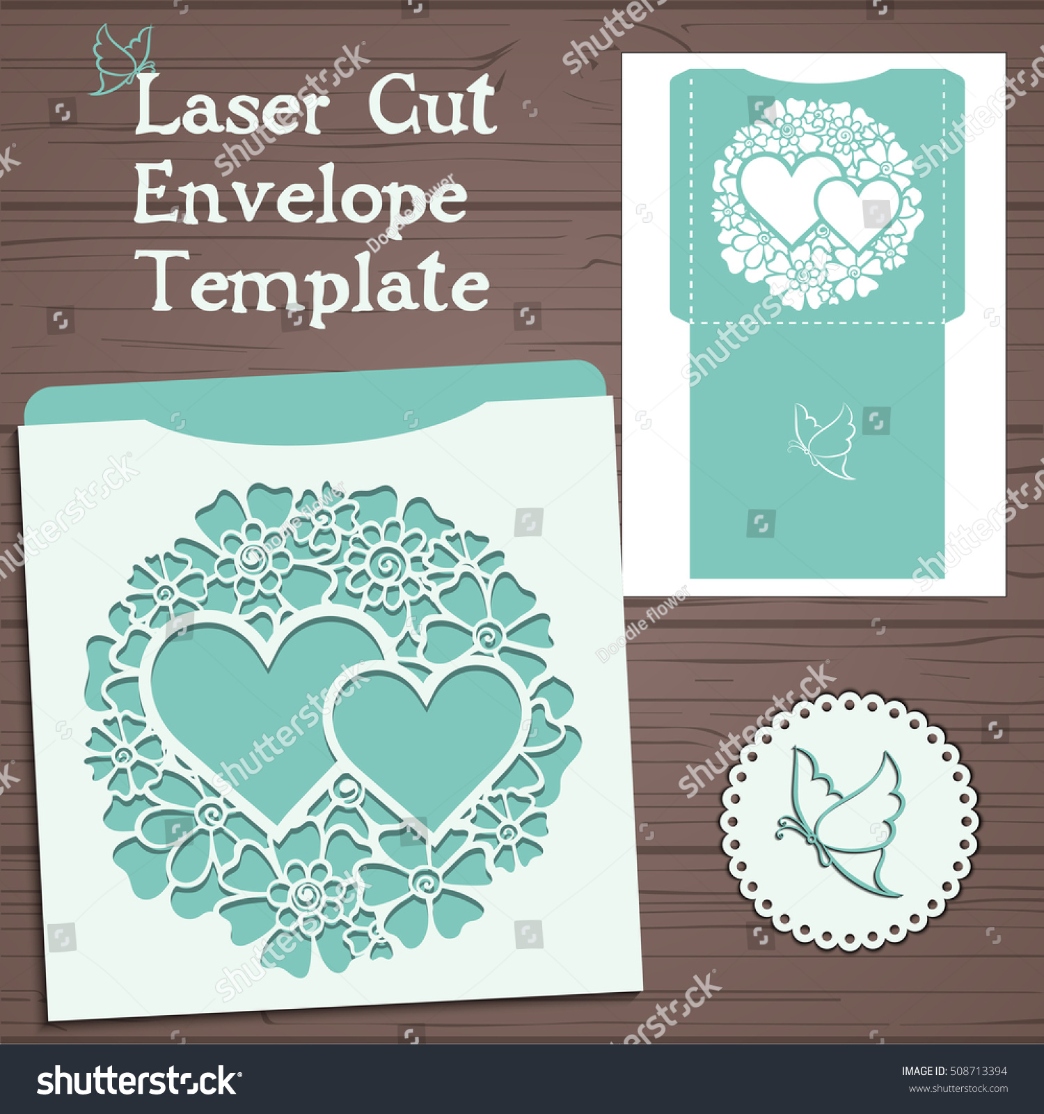 Lasercut Vector Wedding Invitation Template Wedding Stock Vector