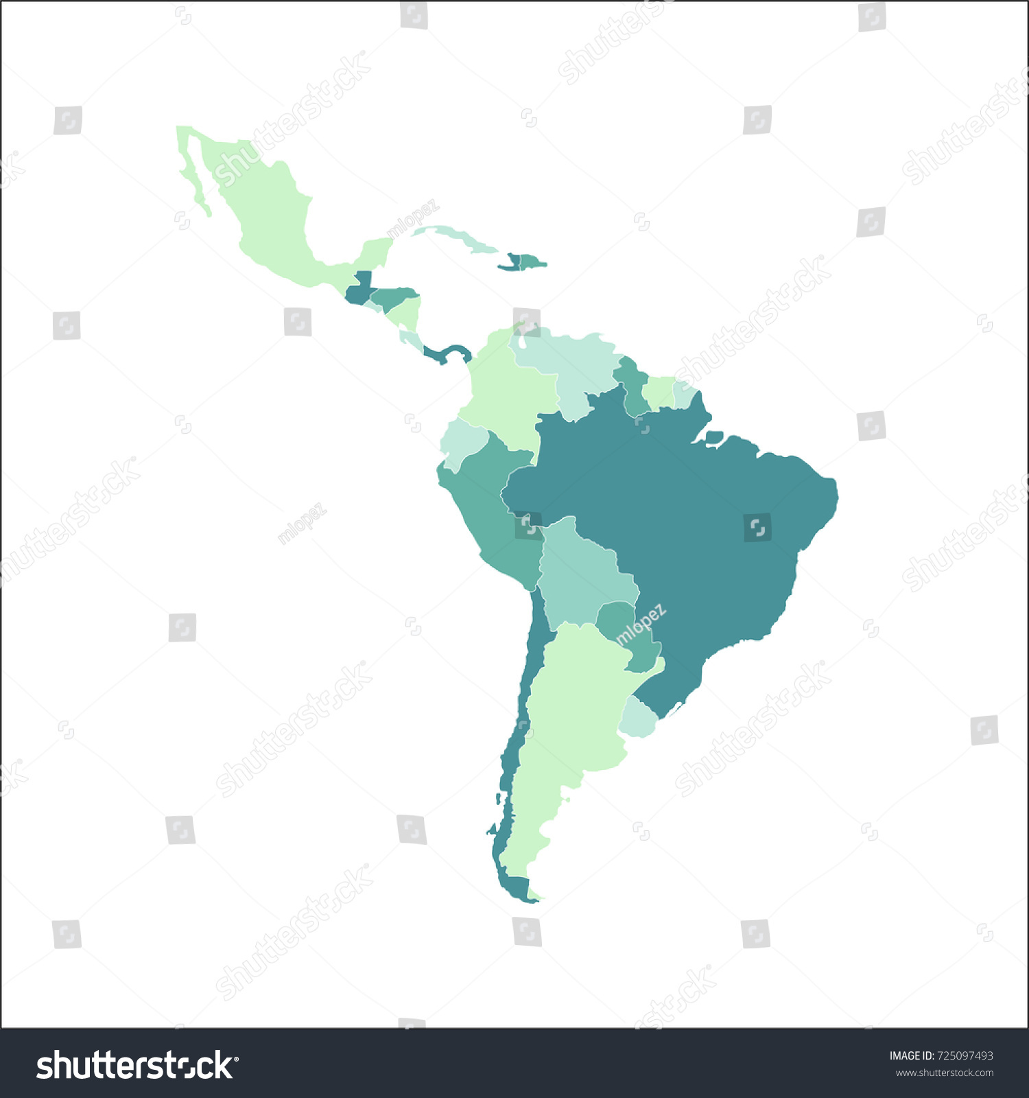 Latin America Map Vector Illustration Stock Vector 725097493 - Shutterstock