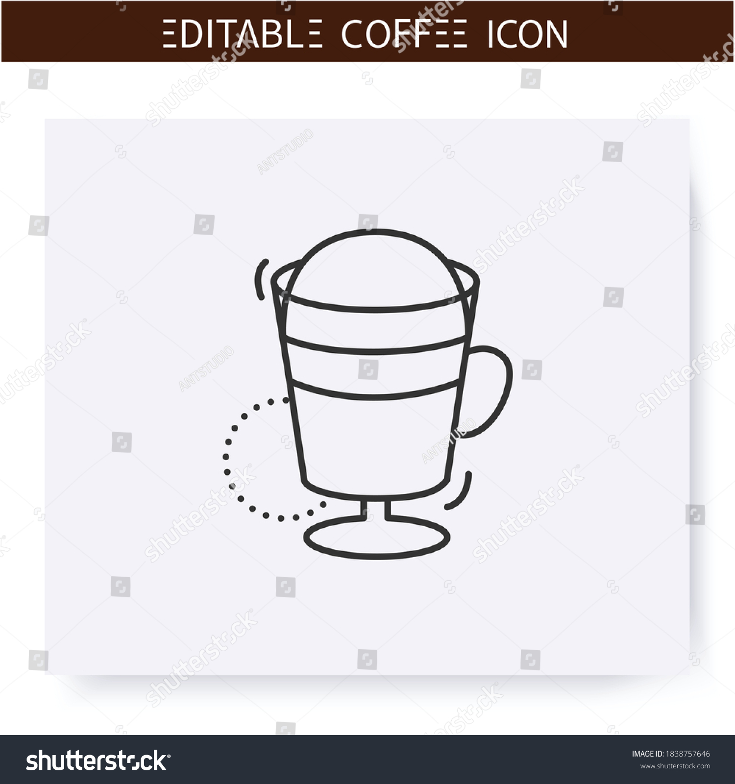 SVG of Latte coffee line icon.Type of coffee drink. Espresso and a large amount of steamed milk. Coffeehouse menu. Different caffeine drinks receipts concept. Isolated vector illustration. Editable stroke  svg