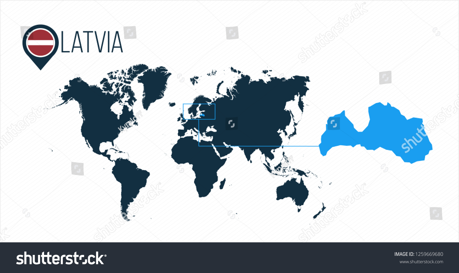 Latvia Location On World Map Infographics Stock Vector Royalty Free Stock Vector Latvia Location On The World Map For Infographics All World Countries Without Names Latvia Round 1259669680