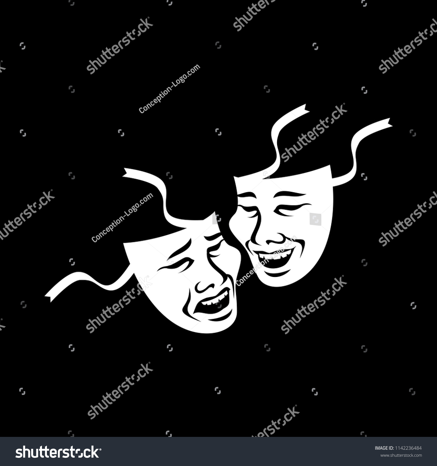 Laugh Now Cry Later Drama Mask Stock Vector Royalty Free 1142236484