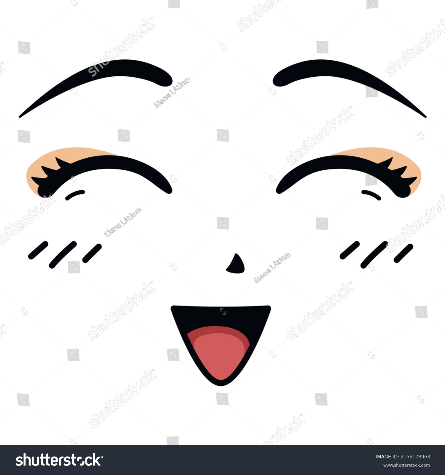 Laughing Anime Face Color Stroke High Stock Vector (Royalty Free ...