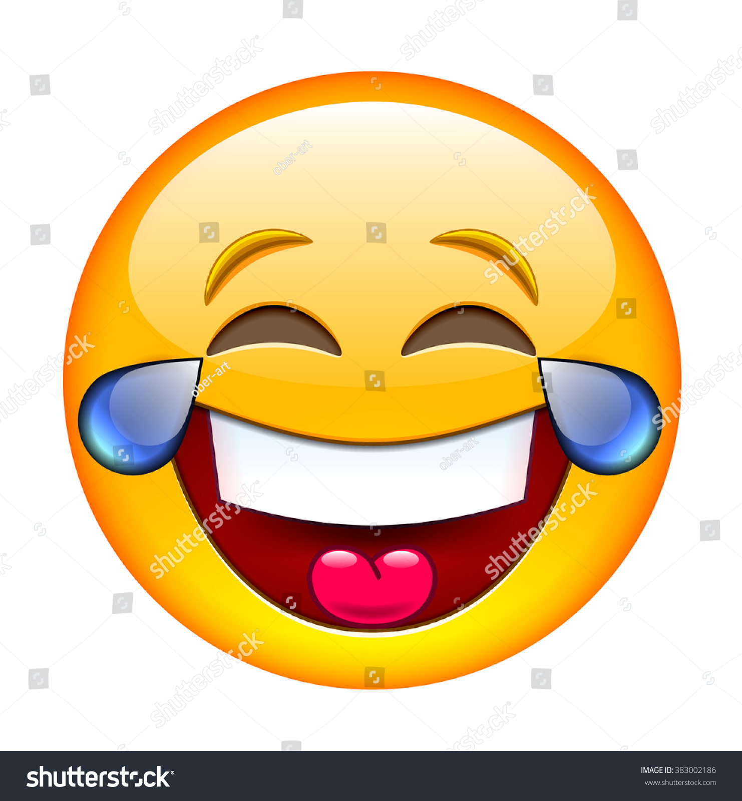 Laughing Emoticon Tears Smile Icon Isolated Stock Vector 383002186 ...