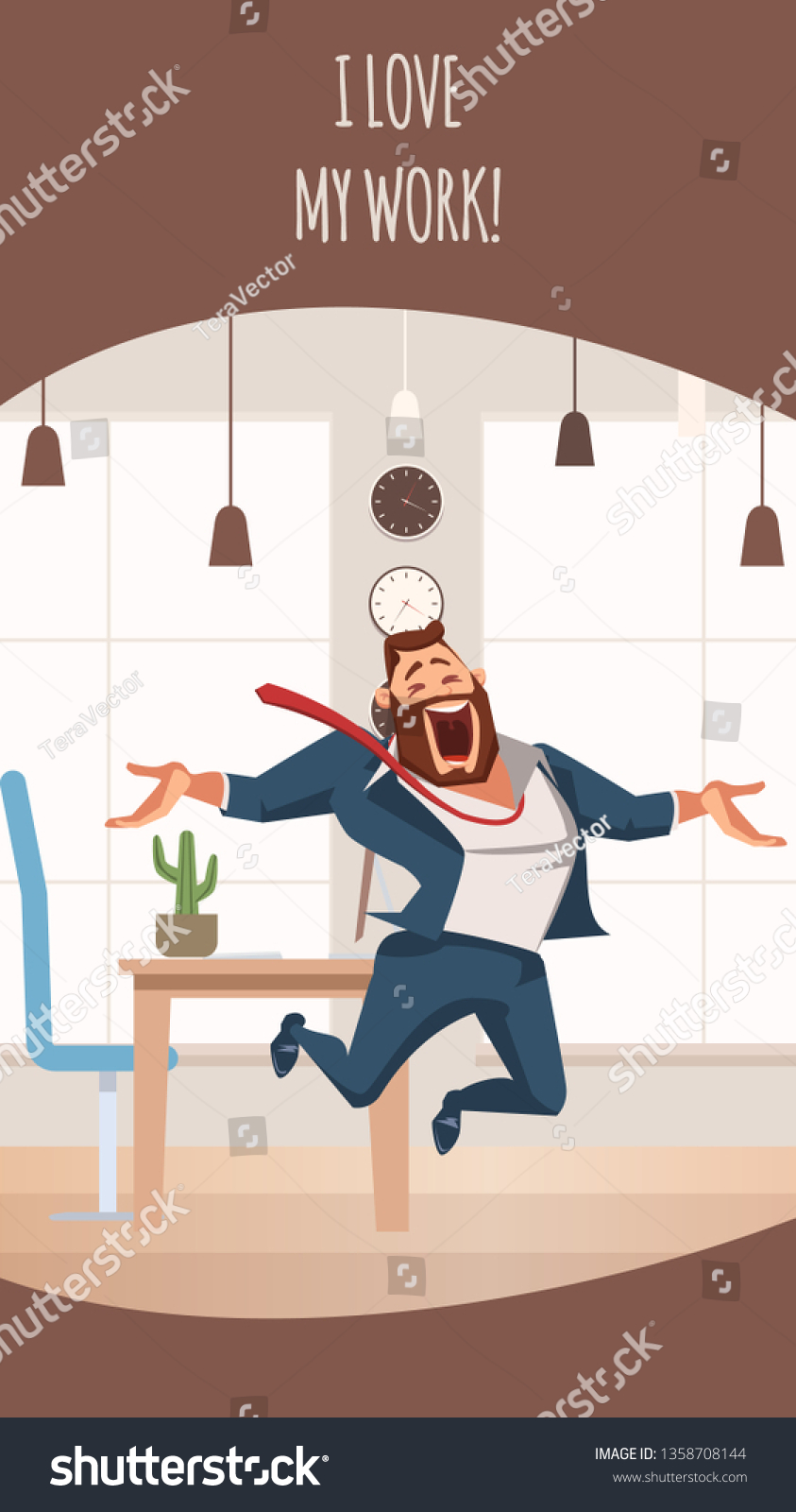 Laughing Office Worker Jumping Boss Love Stock Vector Royalty