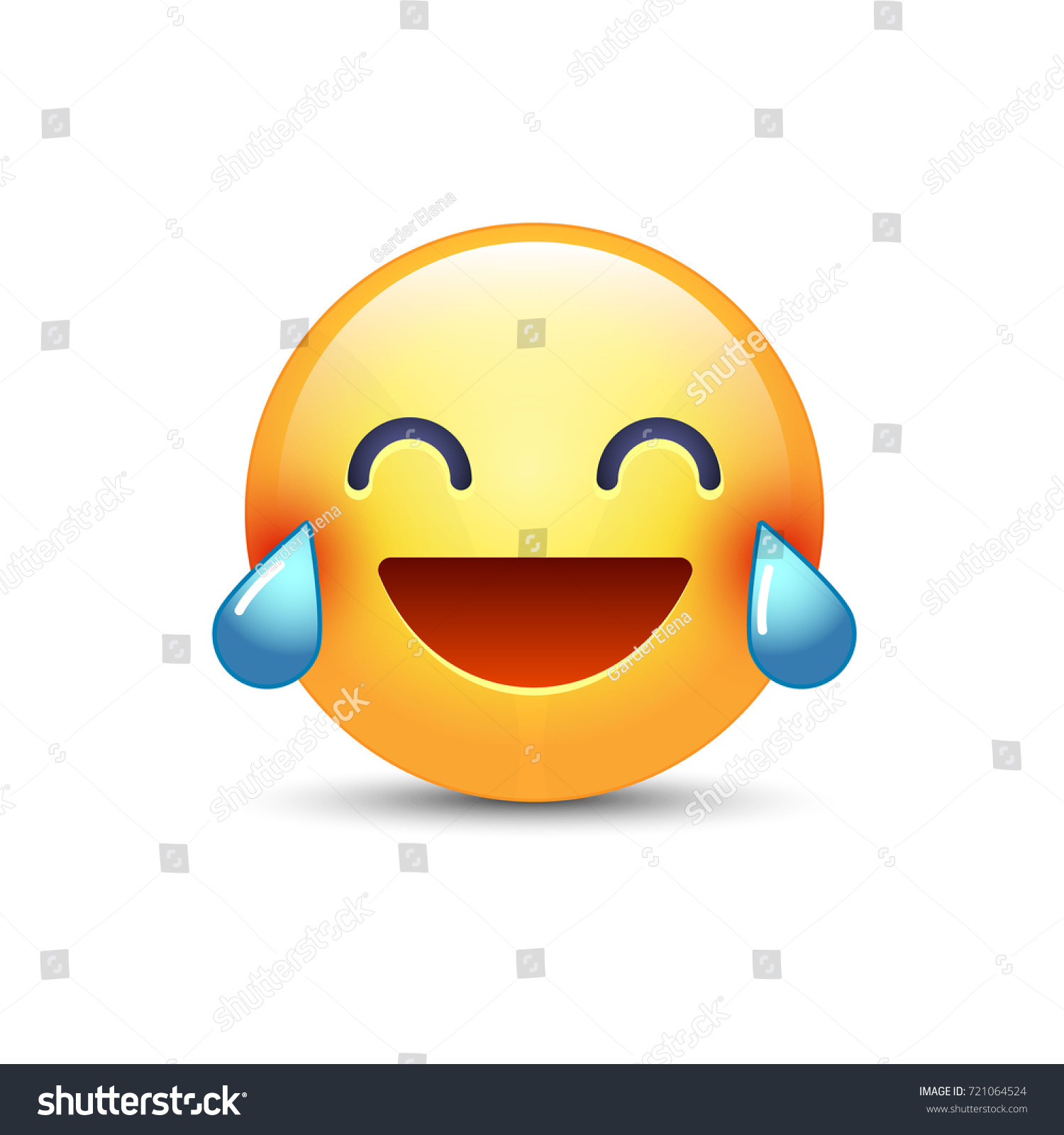 Vektor Stok Laughing Smiley Tears Joy Happy Cartoon Tanpa Royalti 721064524 Shutterstock