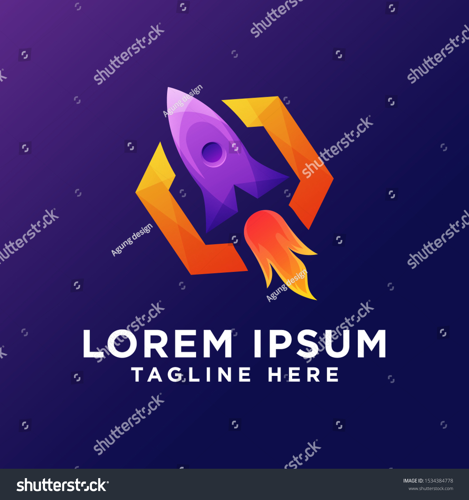 Launch Rocket Logo Hexagon Rocket Logo Stock Vector Royalty Free