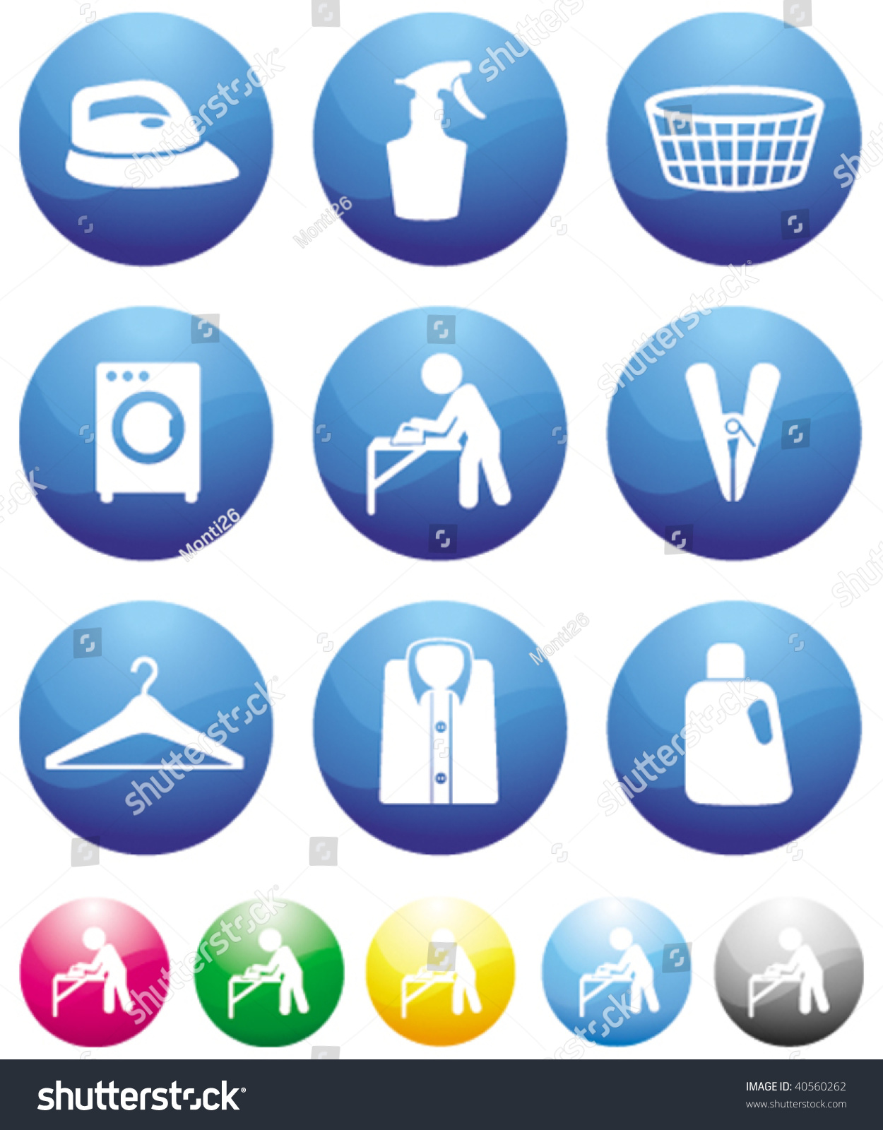 Laundry Blue Button Icons Stock Vector (Royalty Free) 40560262 ...