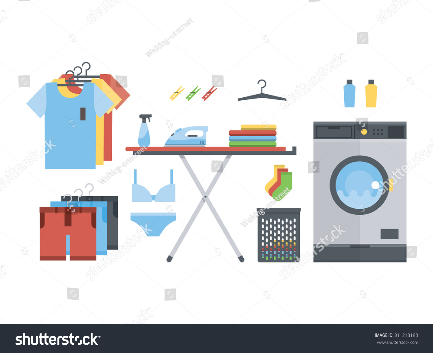 Laundry Flat Design On White Background Stock Vector 311213180