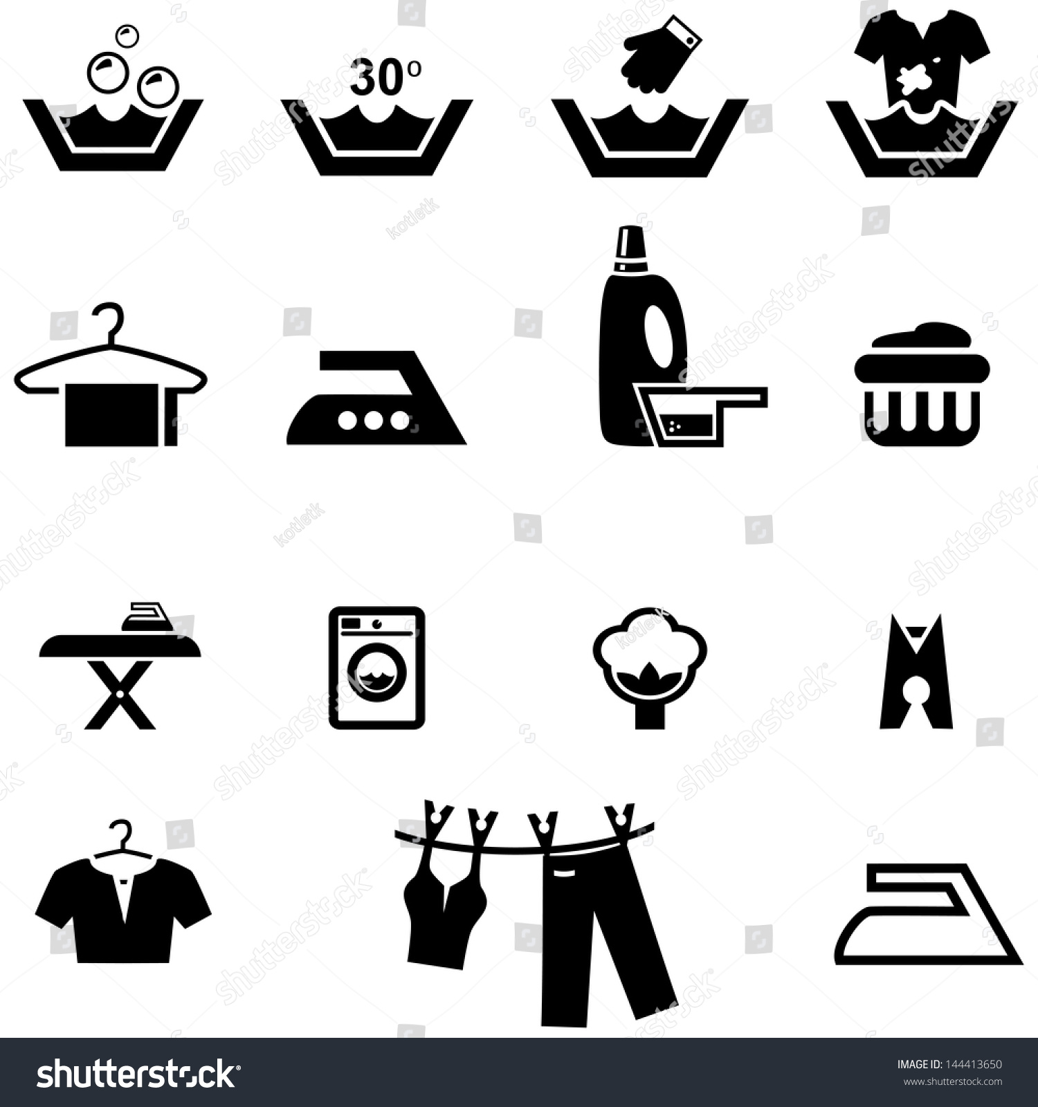 Laundry Icons Stock Vector 144413650 - Shutterstock