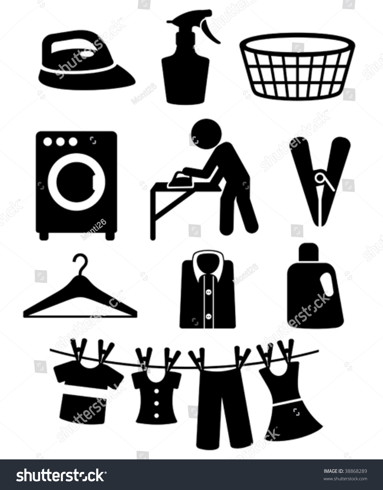 Laundry Icons Stock Vector 38868289 - Shutterstock