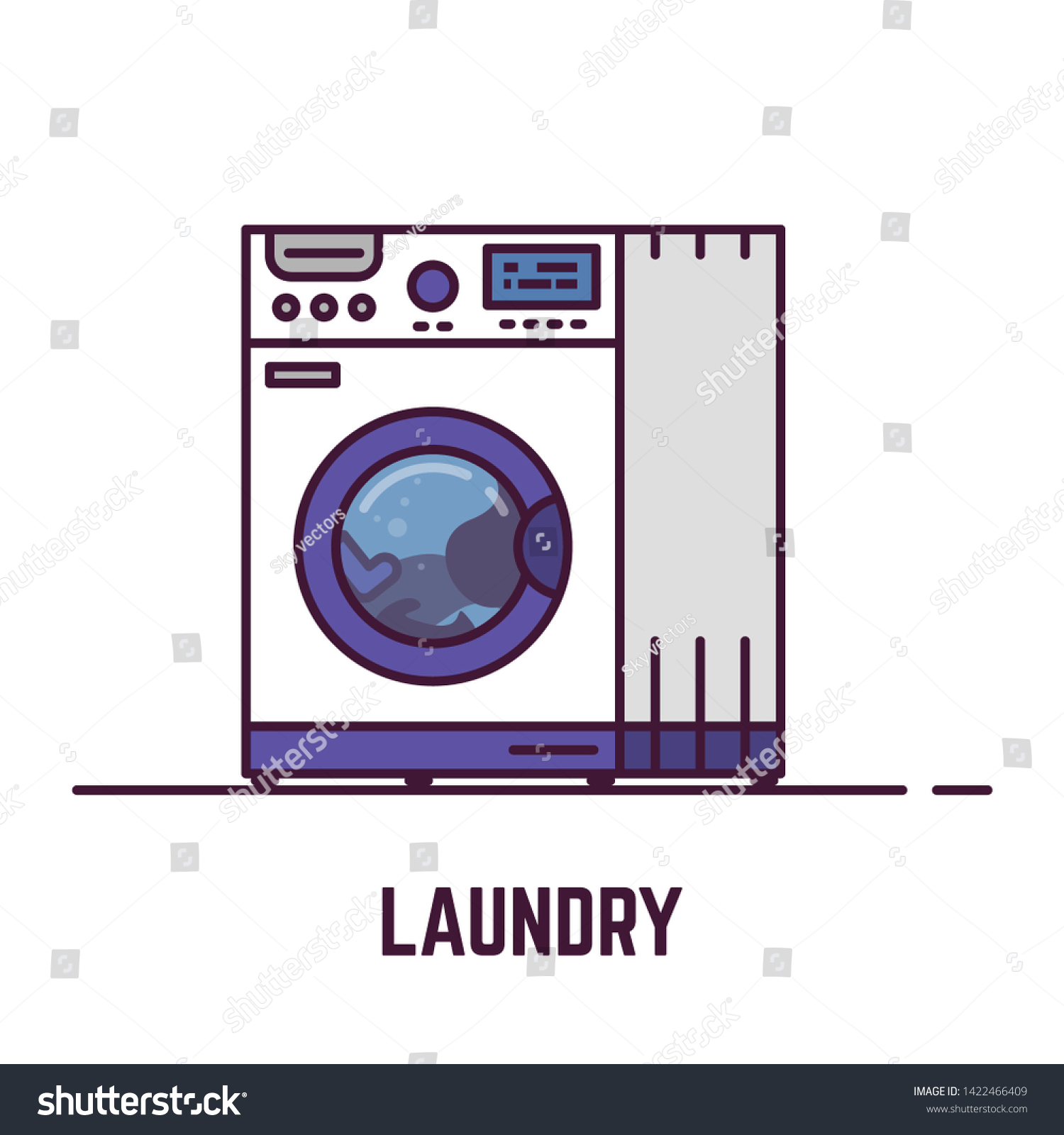 Laundry Machine Laundry Line Style Vector Stock Vector (Royalty Free ...