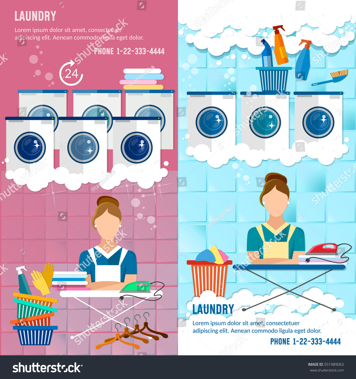 Laundry Service Banner Concept Laundry Room Stock Vector 