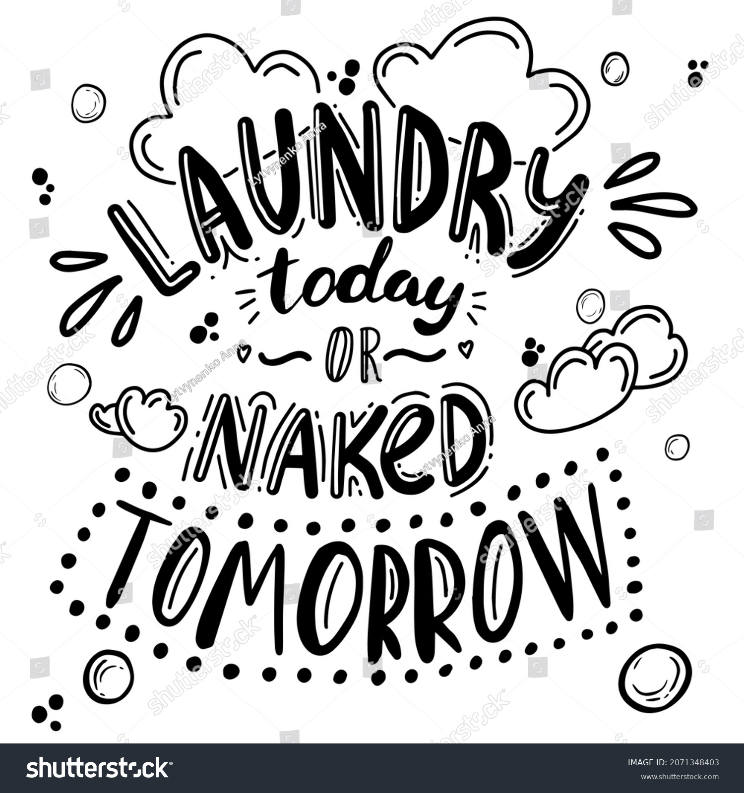 Laundry Today Naked Tomorrow Doodle Lettering Stock Vector Royalty